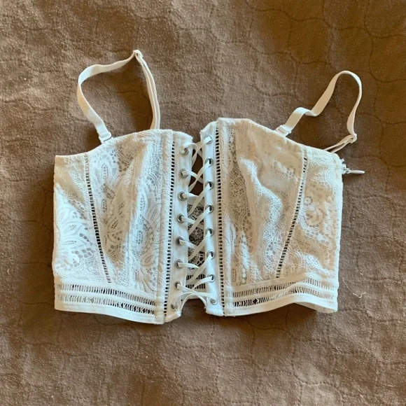 Victoria's Secret Lace-Up White Crop Top - Picture 2 of 5